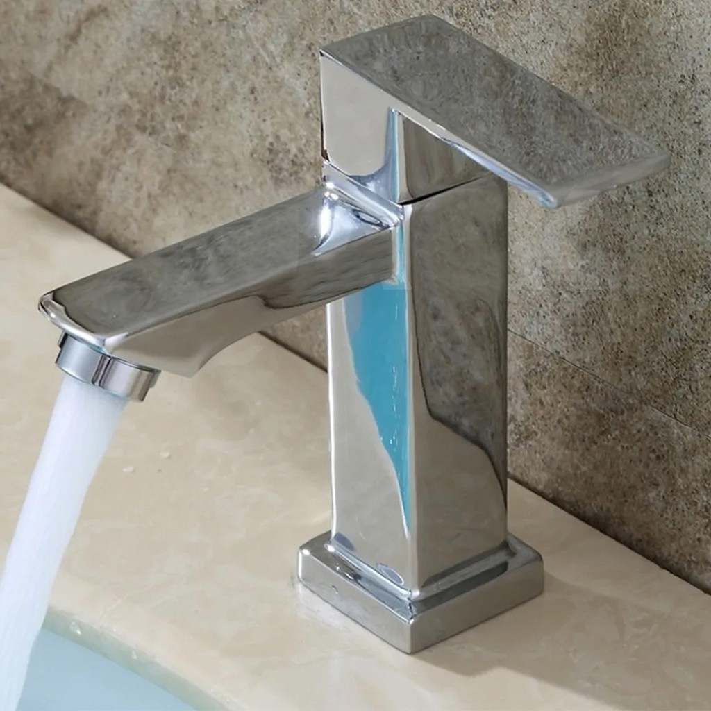 Torneira banheiro Inox Lavabo Cuba 1/2" Prata/Preto