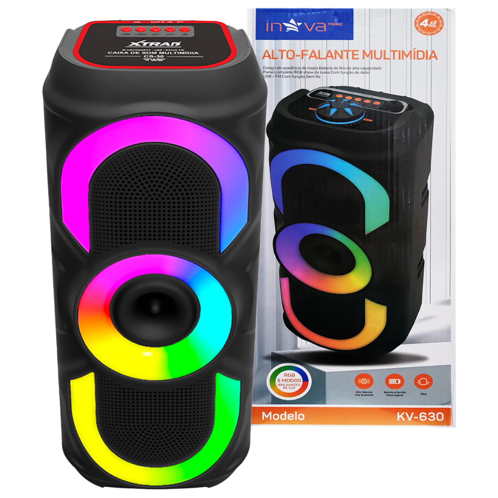 Caixa de Som Bluetooth Potente LED Portatil Grande Original em Oferta na Shopee