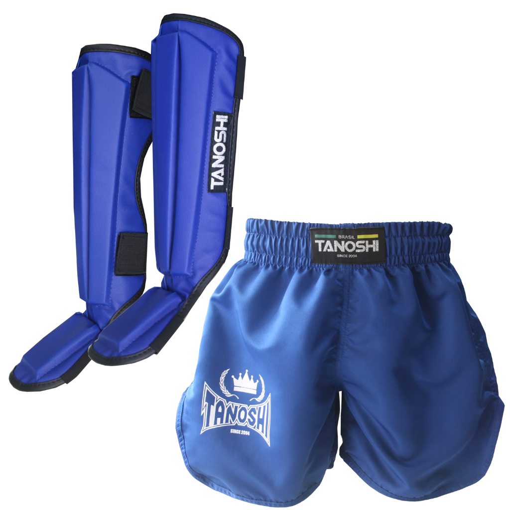 Kit Caneleira Azul e shorts KNG Azul MuayThai, Sanda, Kickboxing