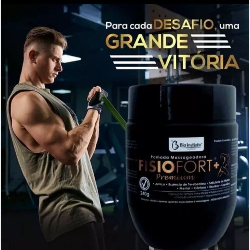 12 Pomadas Massageadora Desodorante Fisiofort Premium, Pote 240gr - Bio Instinto