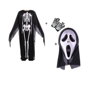 Fantasia Esqueleto Festas Halloween Capa Fantasia Luvas Esqueleto Kit Fantasia Mascara Pânico Festa Fantasia  halloween