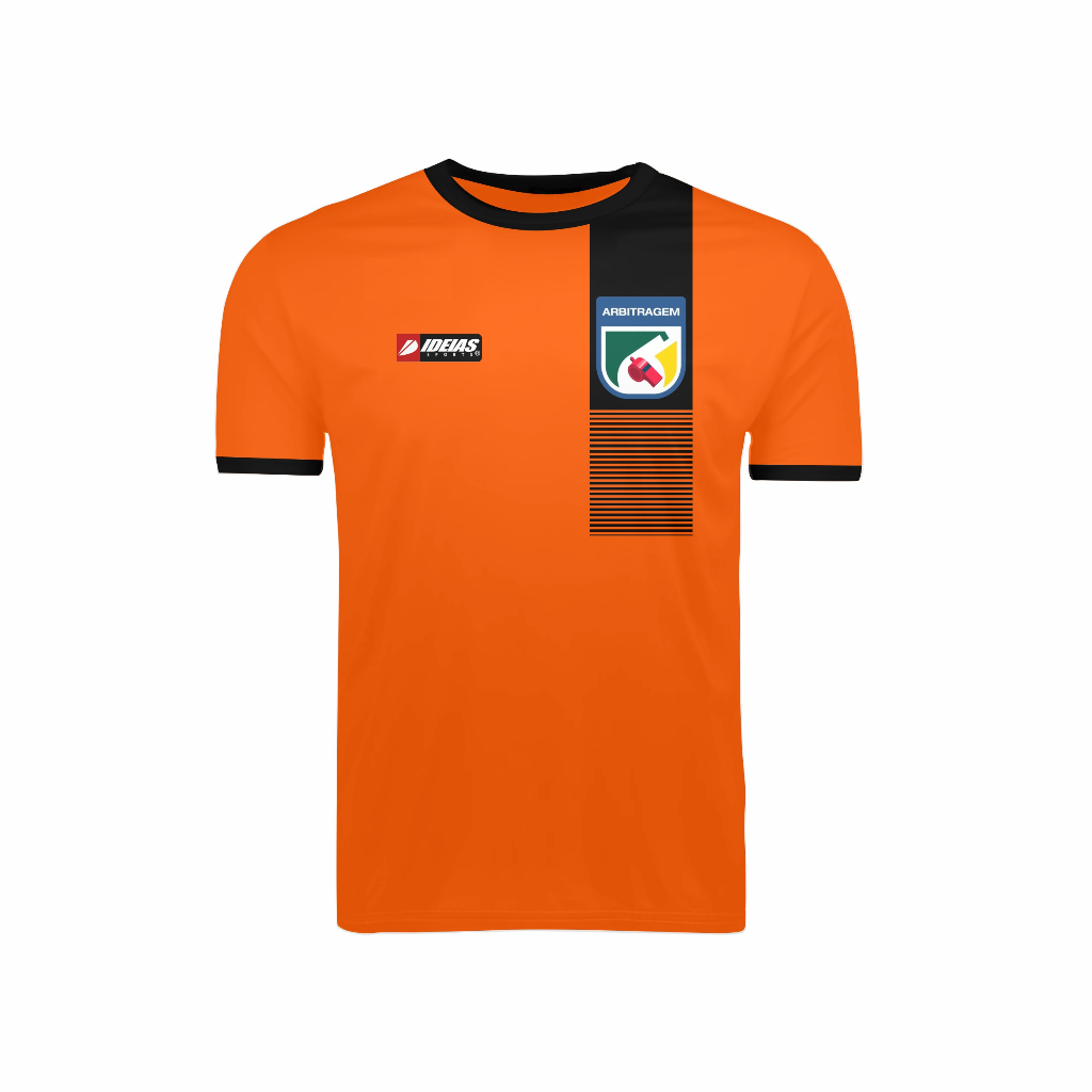 Camisa Arbitro Laranja Fluorescente Arbitragem Futebol Juiz Esporte