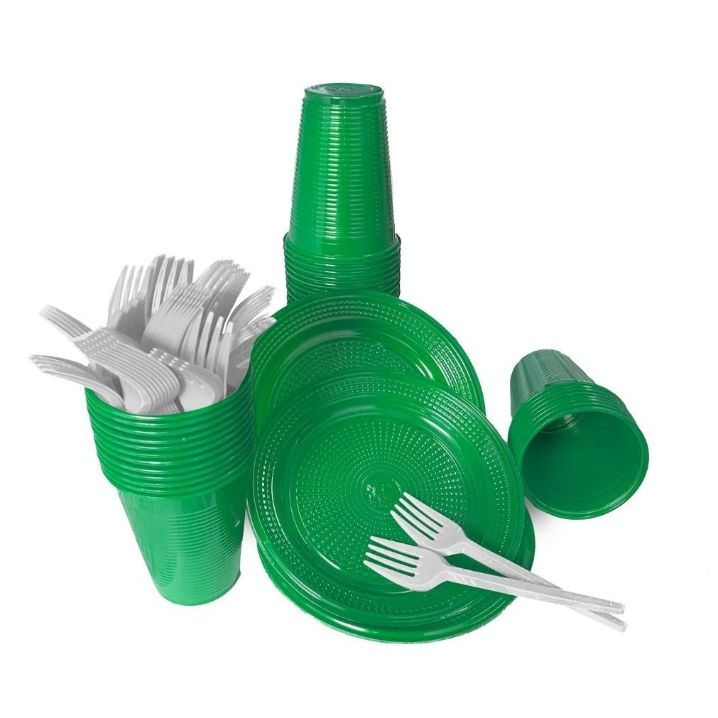 Kit Descartáveis para Festas Copo 200ml + Prato + Garfo para Bolo 150 Peças Kit Festas Aniversario Copo Descartável Colorido Festa Infantil