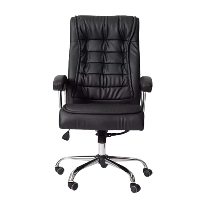 Cadeira De Escritório Presidente Ergonomia Estofado Couro Cor Preta 4024