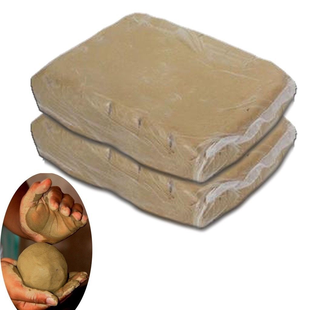 Imagem Kit 2 Pacotes Argila Natural Para Modelar / Argila Escolar 800 gr  Cada - Para Artesanato Uso Em Geral Moldar