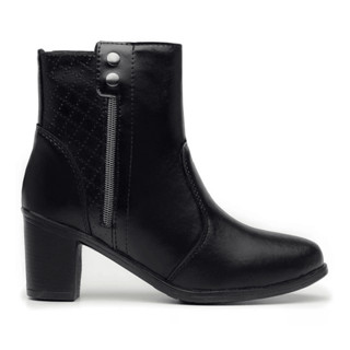 Bota Salto Coturno Ziper Feminino Preto Cano Curto Salto Blogueira Confortavel Promoção