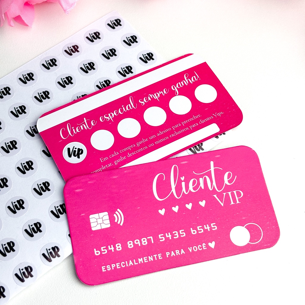 25 Cartões Fidelidade Cliente Vip + 120  Mini Adesivos em Oferta na Shopee