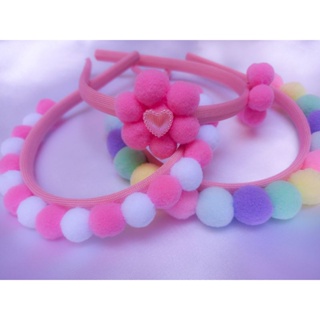 kit 3 Lindas Tiaras Com Pompons Coloridos Flores de Pompons Acessório de Cabelo Infantil Arquinho Diadema kit 3 Peças em Oferta na Shopee