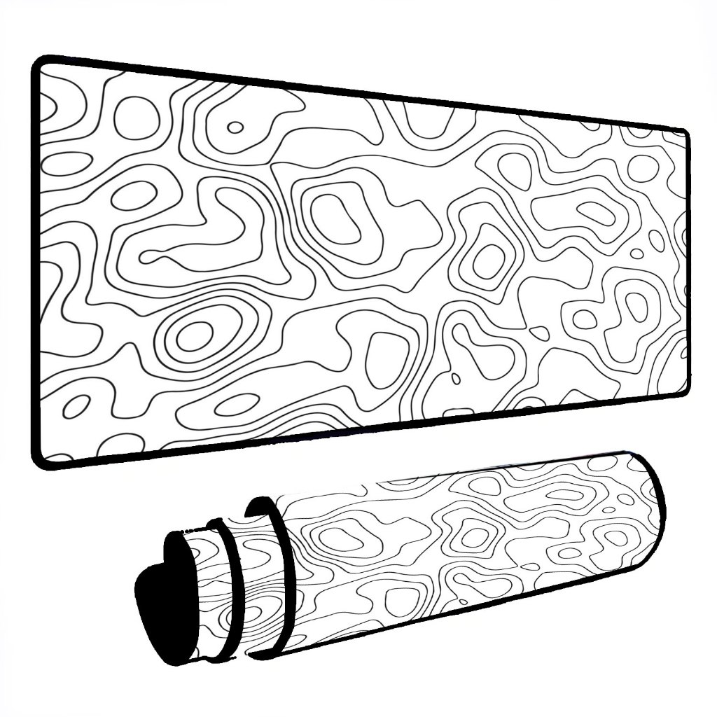 Mouse Pad Gamer Speed Extra Grande Com Borda Costurada - Vários Tamanhos Abstrato Geométrico Branco MEGA OFERTA