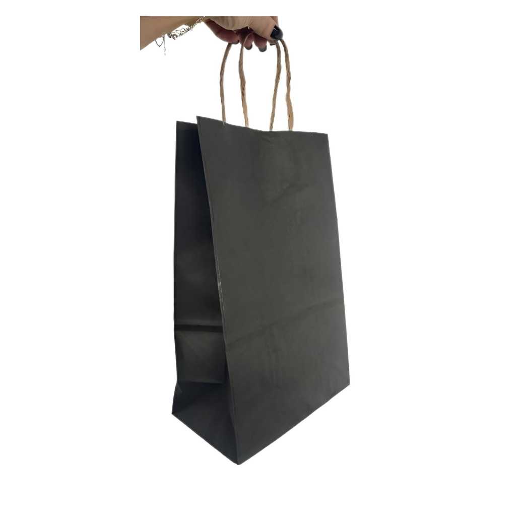 Sacola de papel Kraft Preta S1 28X18X10 com 25 unidades