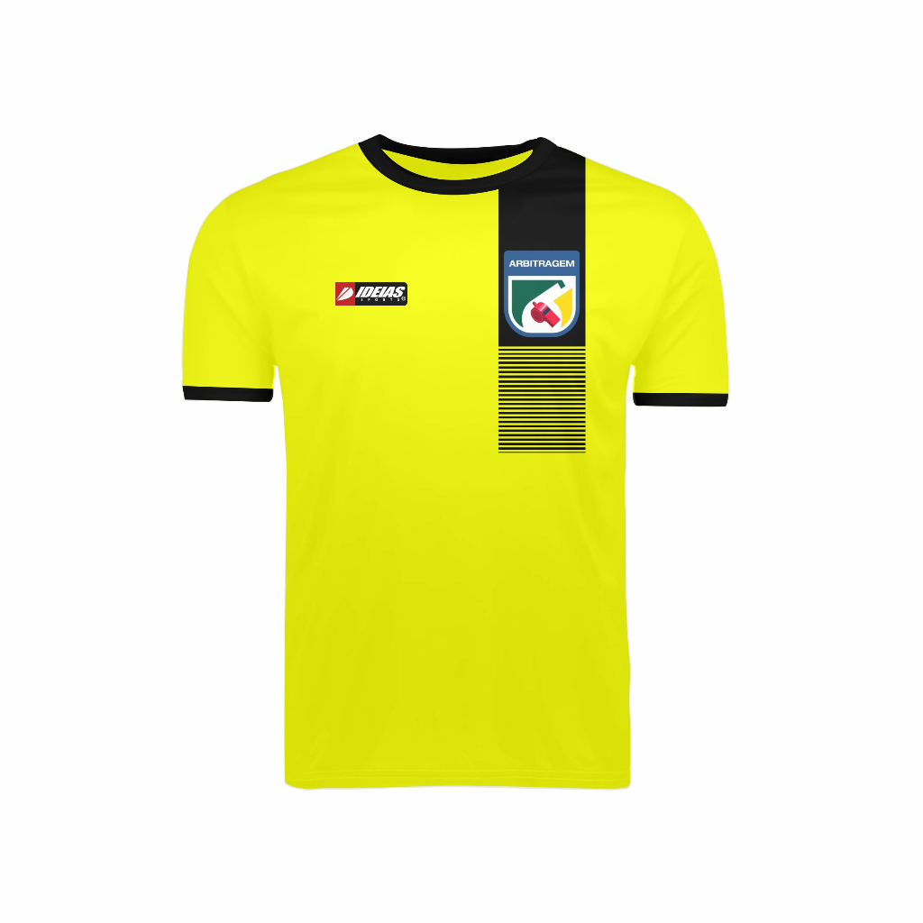 Camisa Arbitro Passeio  Amarela Arbitragem Futebol Juiz Esporte