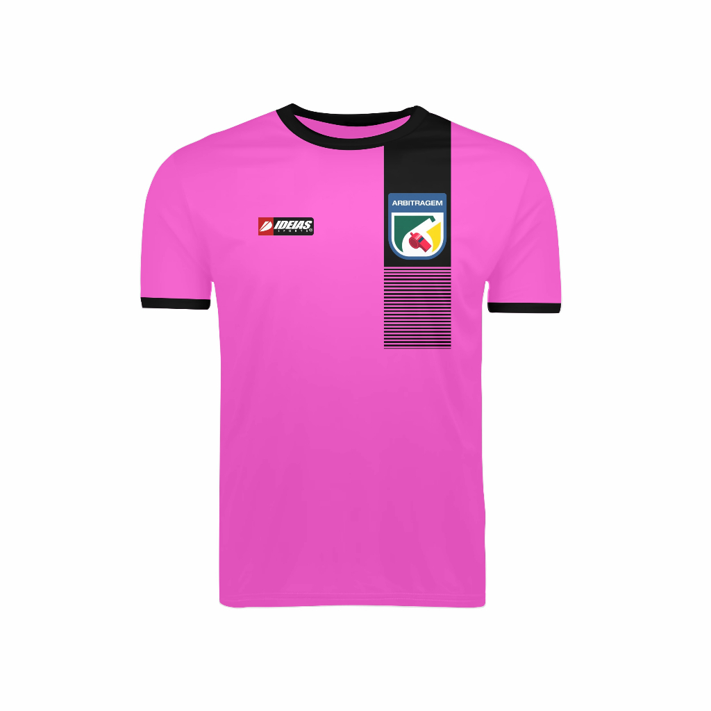 Camisa Arbitro Passeio Rosa Fluorescente Arbitragem Futebol Juiz