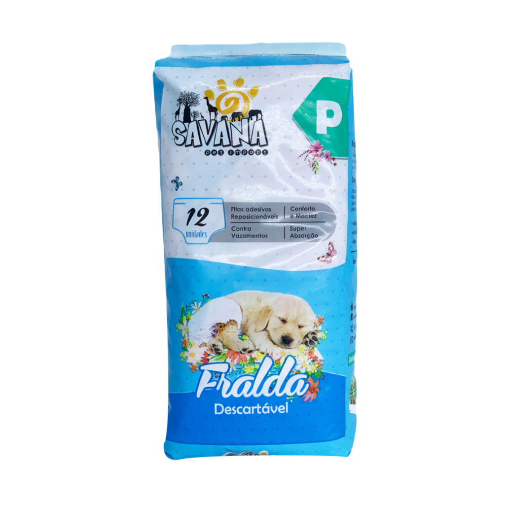 Fralda para Cachorros Descartável Savana Tamanho P Pacote com 12 Unidades
