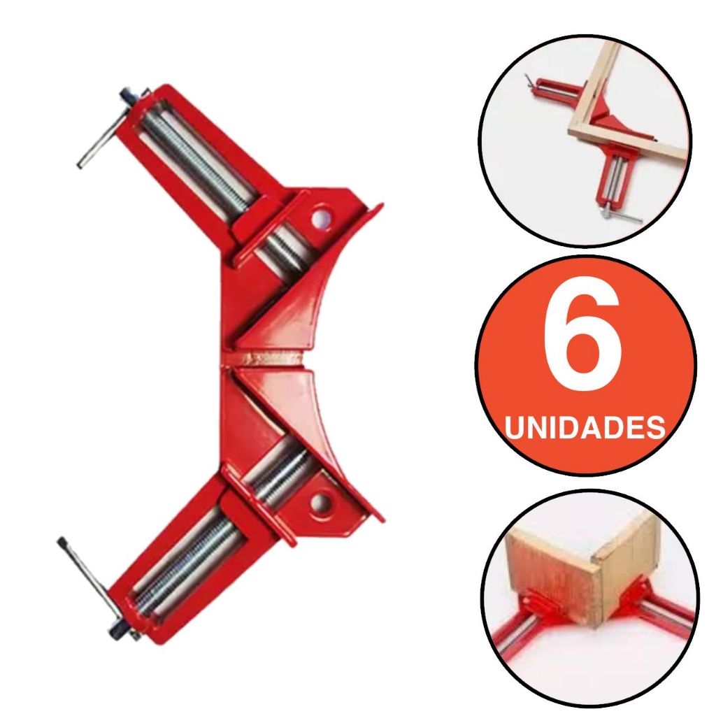 Kit com 6 Grampos Sargento Angular 90° Graus 3" Polegadas REFORÇADO 100% EM AÇO