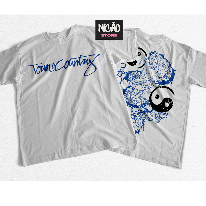 Camiseta Personalizada Town Country Dragão Grande Yin Yang Envio Imediato (azul)