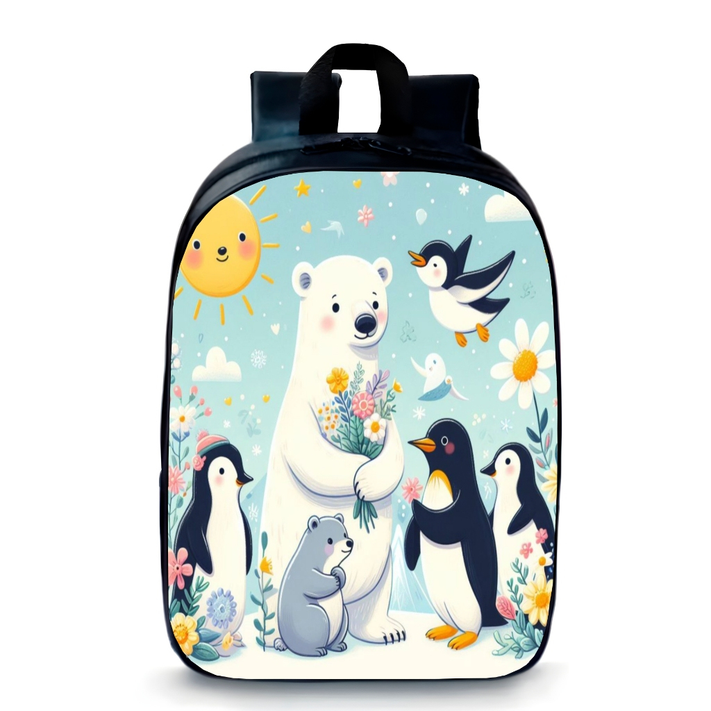 Mochila Pequena Pré-escolar Moda infantil urso polar pinguim fofo  produto novo