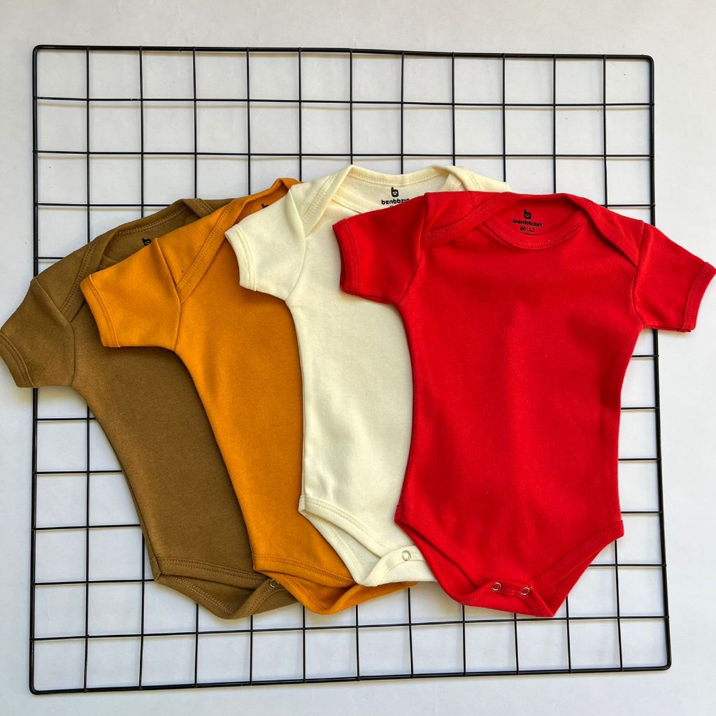 Kit Body Liso Bebê 4 Peças 100% Algodão.