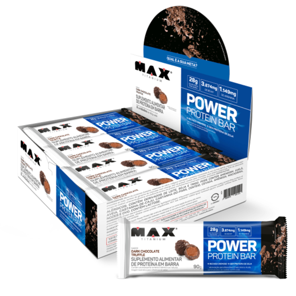 Power Protein Bar - Barra de Proteína 90G - Display com 8 Unidades - Max Titanium