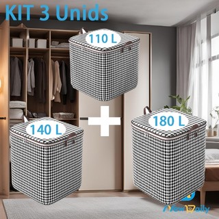 KIT 3 【110L+140L+180L】 Caixa Saco De Armazenamento De Grande Capacidade Organizador Par…
