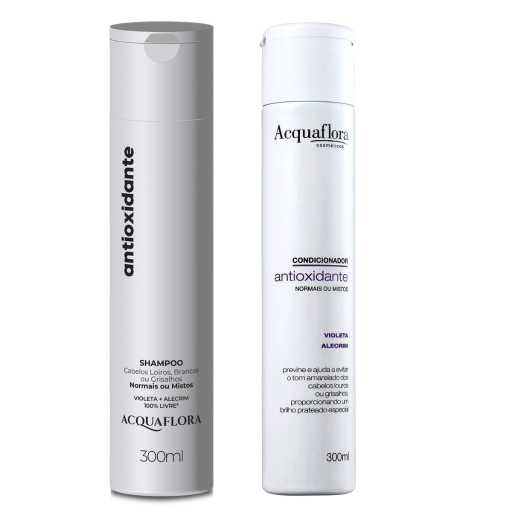 Kit Acquaflora Shampoo e Condicionador Antioxidante Desamarelador Normais Ou Mistos