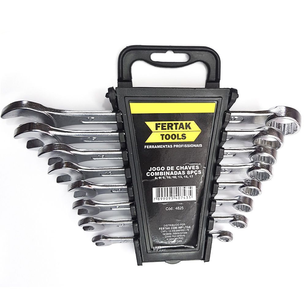 Kit Jogo Chave Combinada Aço 8 Peças 6 a 17mm 4825 Fertak