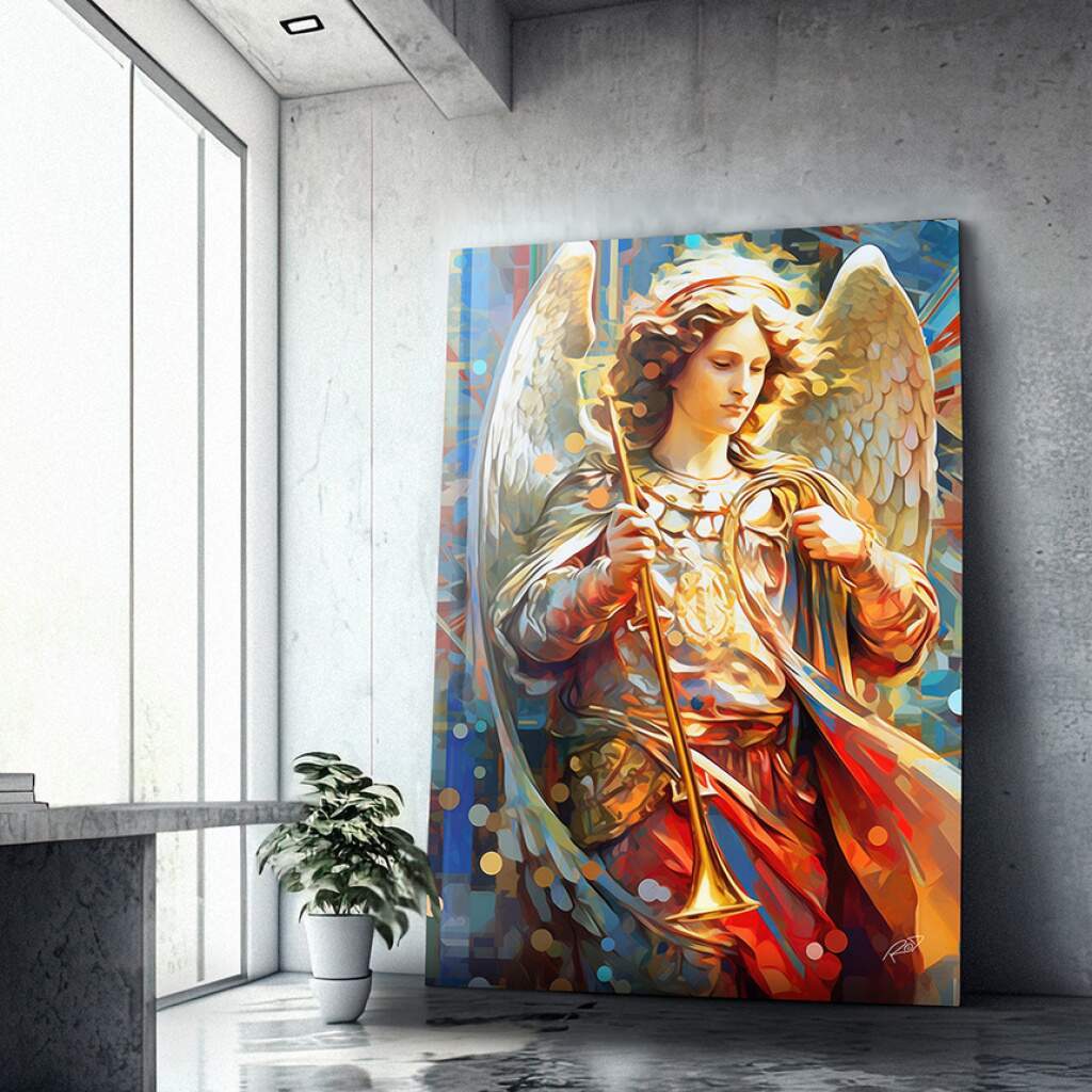 Quadro Decorativo  Arcanjo Gabriel Hall da Luxo Sala Quarto Casa Decoração De Parede Mdf Adesivo
