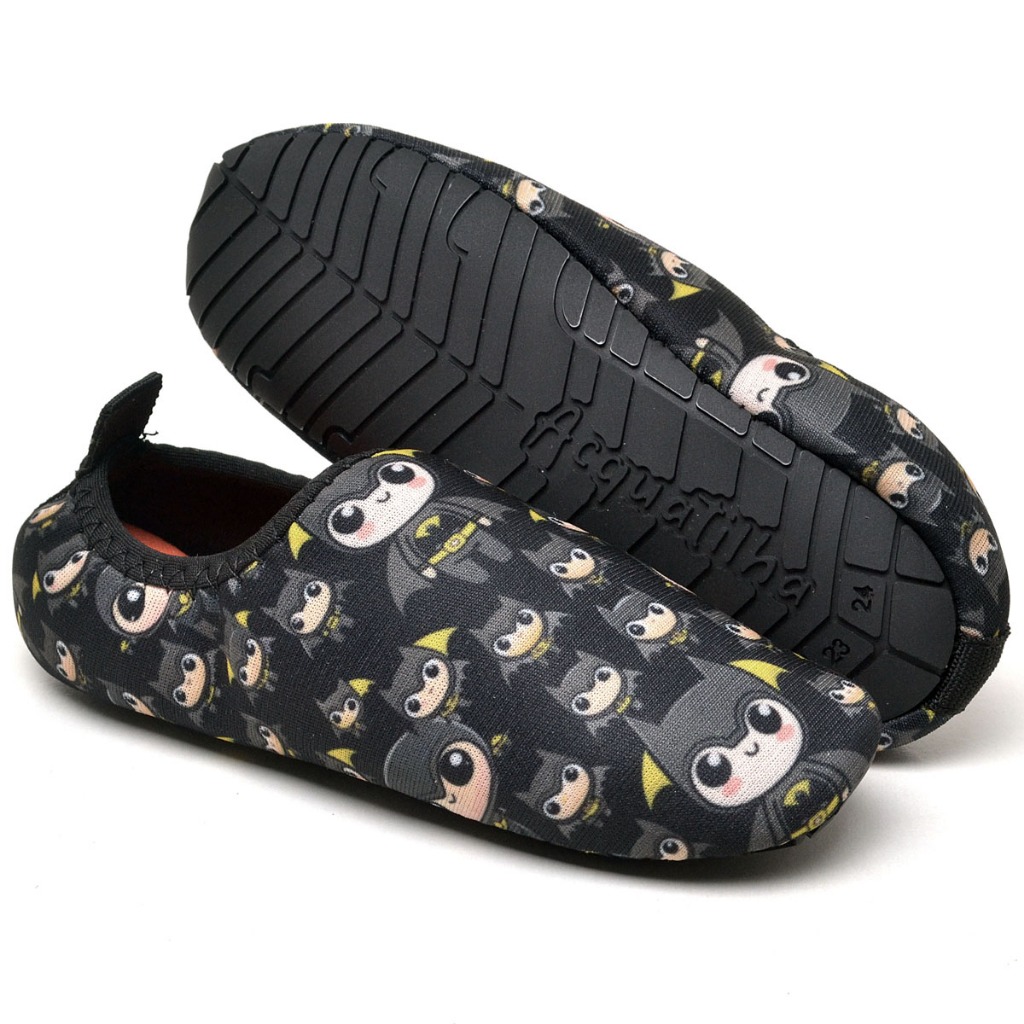 Sapatilha neoprene infantil sapatilha calce facil infantil mini morcego personagem morcego menino