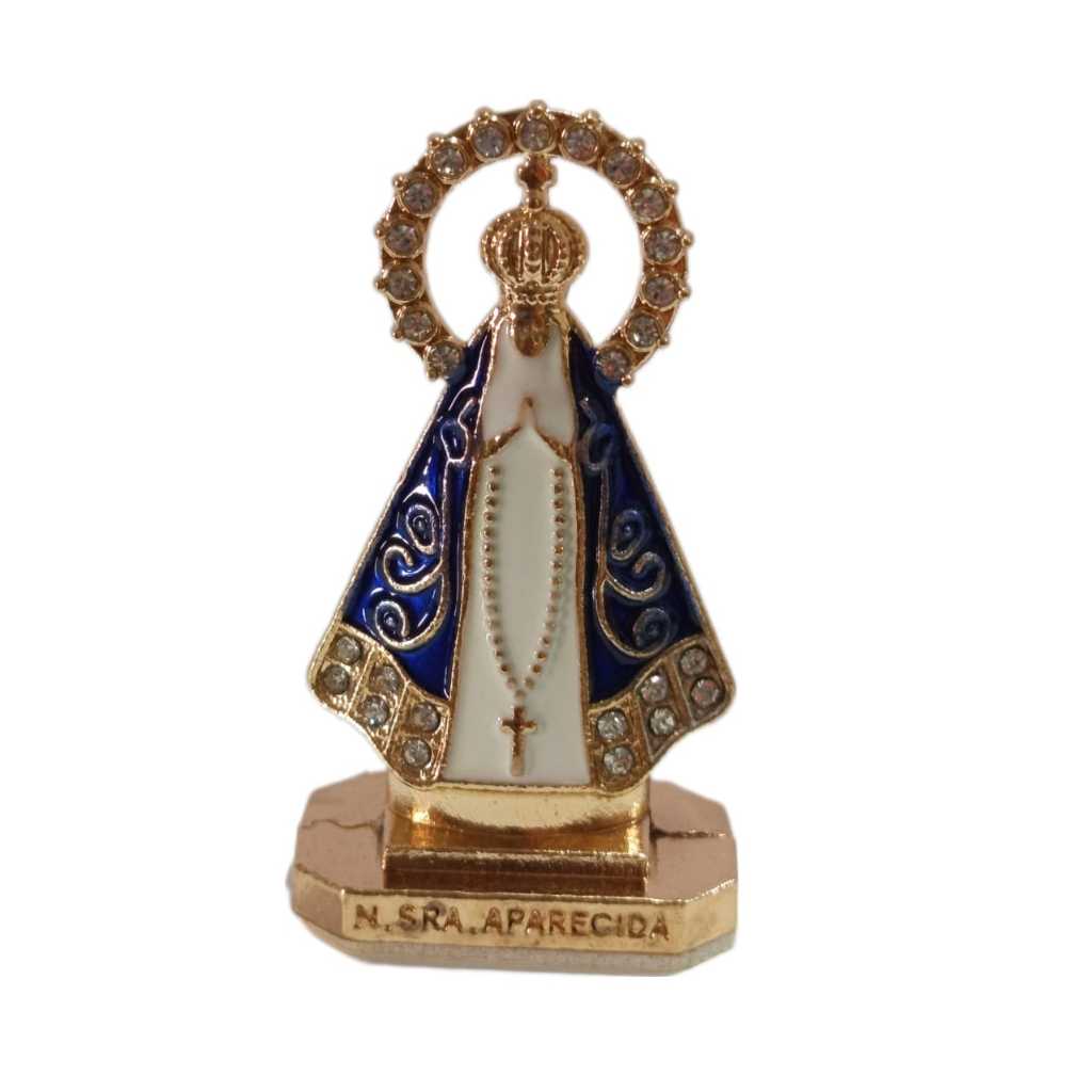 Imagem Nossa Senhora Aparecida metal com dupla face para painel de carro