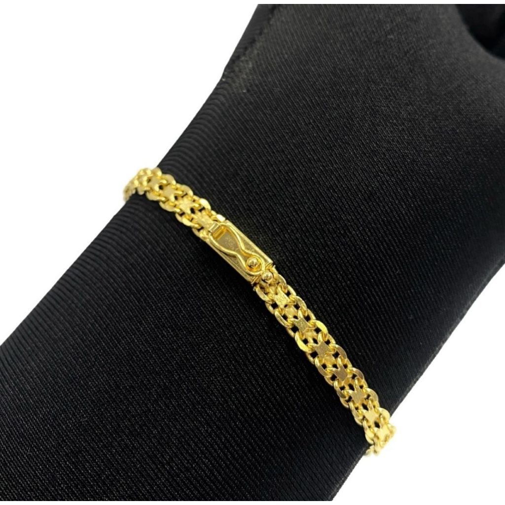 Pulseira Cadeado duplo 7 mm Masculino Banhado a Ouro 18k em Oferta na Shopee