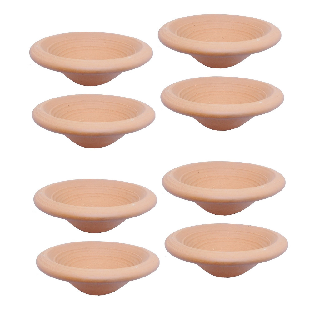 Kit 8 Alguidar De Barro 14 Cm x 6 Cm Bacia Artesanal Terrário Vaso