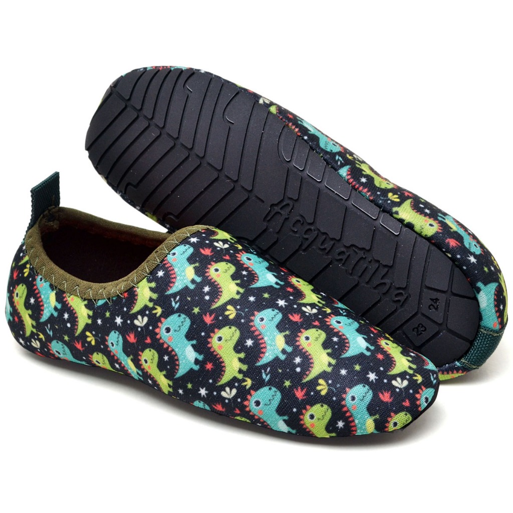 sapatilha aquatica infantil sapatilha meia agua calce facil neoprene mini dinossauro mini dino