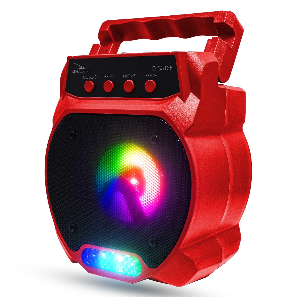 Caixinha De Som Bluetooth Hi-Fi Função TWS Rádio FM Led RGB Aux P2 P10 Encaixe Celular Alça Pendrive Usb