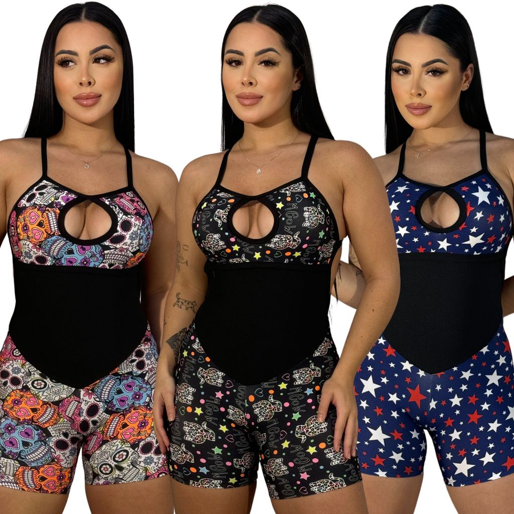 Macaquinho De Academia fitness Short Shortinho Curto Estampado