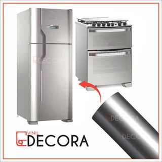 Vinil Adesivo Película  Prata Tipo Inox Impermeável Envelopar Decorar Fogão Geladeira Móveis em Oferta na Shopee