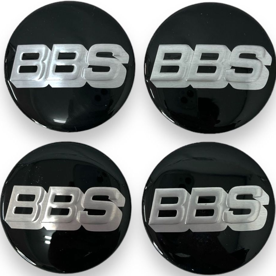 Jogo 4 Emblema Logo Adesivo Roda Bbs 58mm Preto