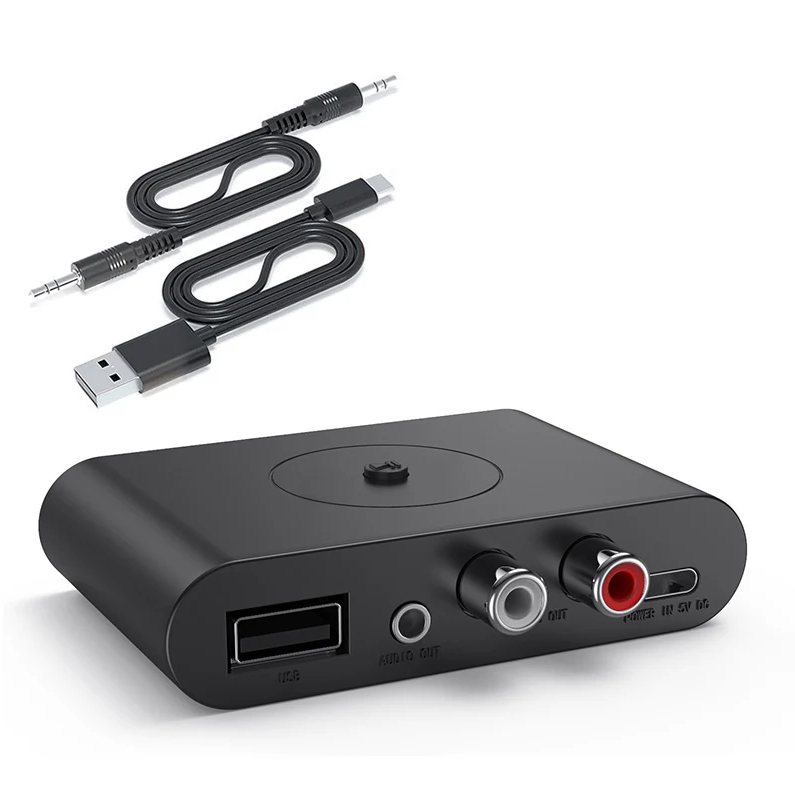 Transmissor e Receptor Adaptador Sem Fio Bluetooth AUX RCA USB PenDrive  para TV, Home Theater, PC