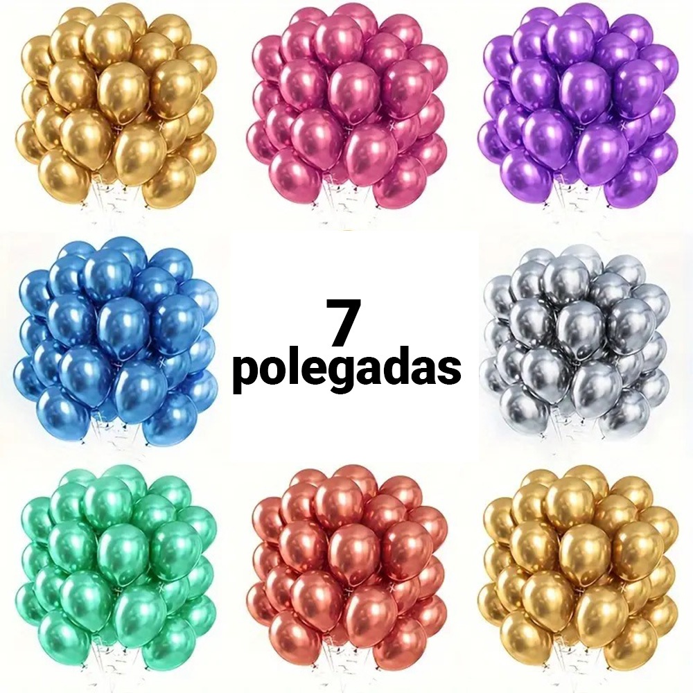 Balão Bexiga Metalizado 7 Polegadas Diversas Cores Balao Premium Resistente 50 unidades
