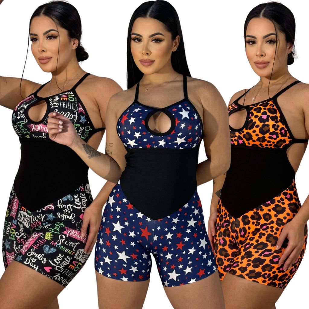 Macaquinho De Academia fitness Short Shortinho Curto Estampado