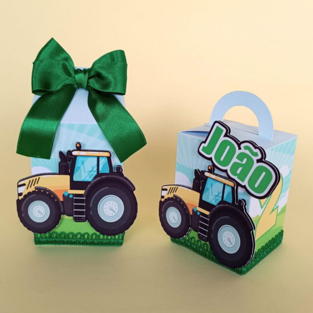 kit 20 peças caixinhas personalizadas para lembrancinhas de festa LEMBRANCINHA TRATOR agropecuaria