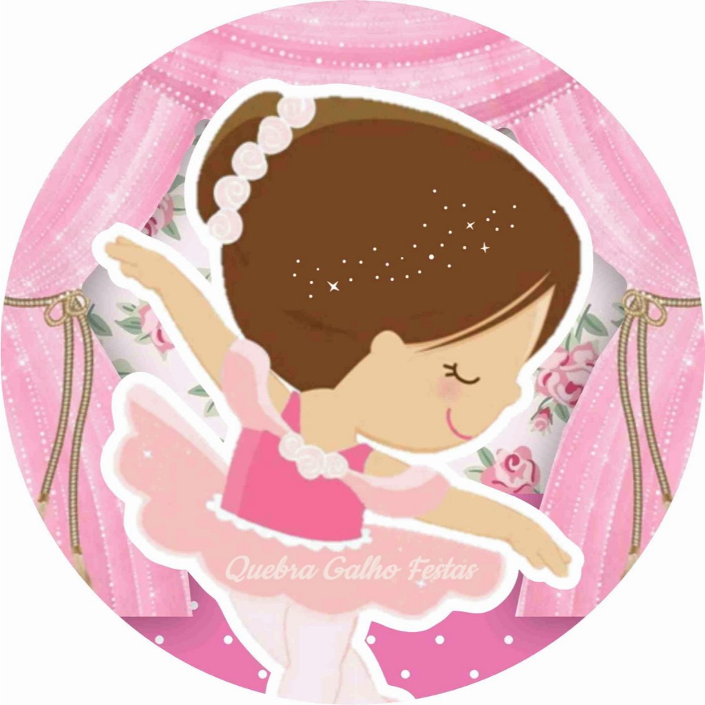 30 Aplique Redondo 5x5 Bailarina Lembrancinhas - Lembrancinha Bailarina Cute Aplique Para Latinha.
