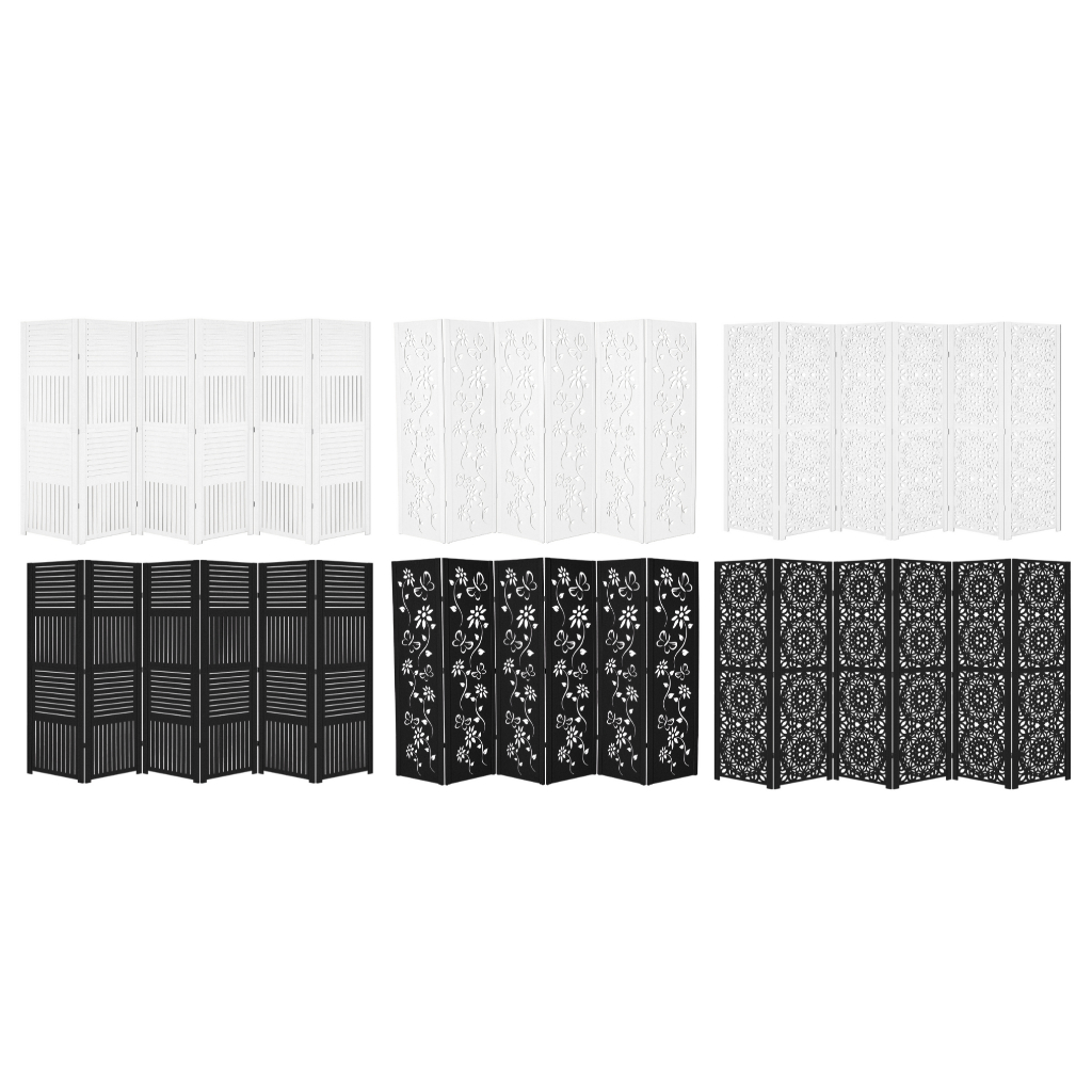 6 Biombo Pintado Com Rodinha Divisor Ambiente Branco Preto Divisória Painel Separador Madeira Mdf Sanfonado Tingido