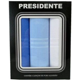 Lenços Masculinos Presidente De Bolso 41cm 100% Algodão - Kit 3 Unidades em Oferta na Shopee