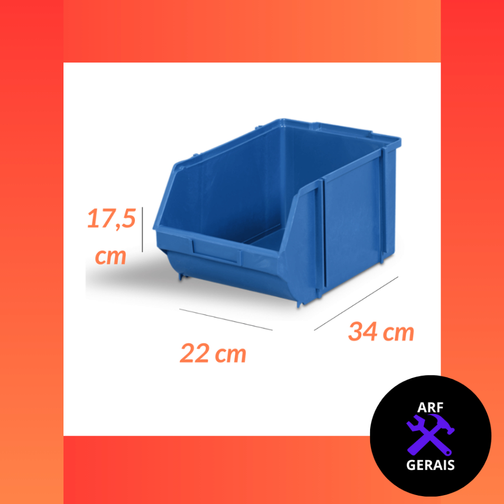 Gaveta Plastica Bin N5 Azul Empilhavel 10 Peças BLUE