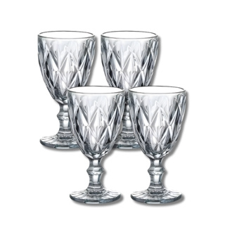 Jogo 4 Taças Diamond Vidro 260ml Champanhe Vinho Suco Bebida Restaurante Almoço Mesa Buffet Evento em Oferta na Shopee