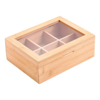 Porta Chá 6 Divisórias Organizador Porta Jóias de Bambu - Mek em Oferta na Shopee