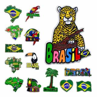 Kit 18 Imãs Turísticos Do Brasil p/ Geladeira - Lembrancinhas Mapa e Diversidade Do Brasil