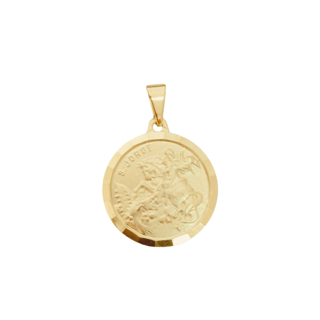 Medalha Pingente Bijuteria Banhado a Ouro de São Jorge