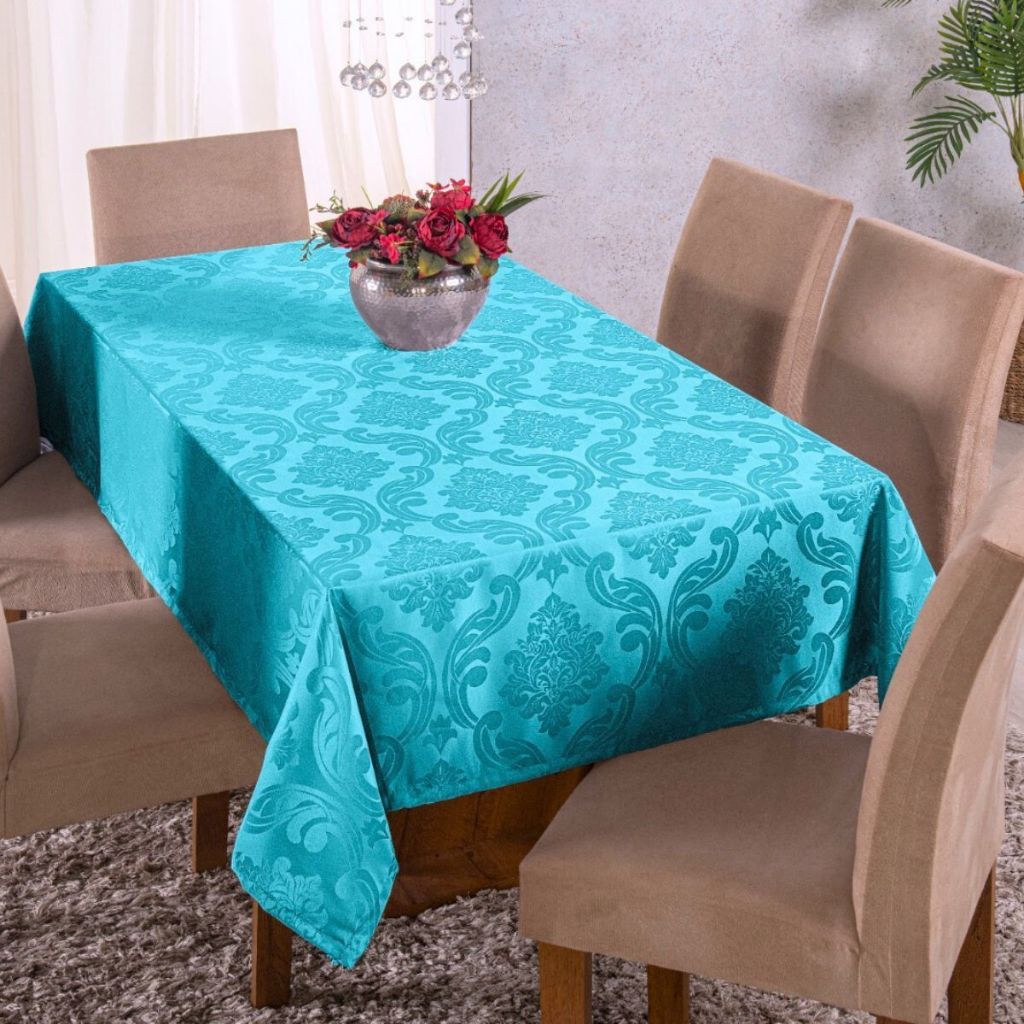 Toalha de Mesa Jacquard Luxo 6 Lugares 2,00x1,40 para Cozinha Tecido Grosso