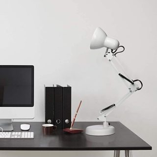 Luminária De Mesa Dapon Articulada Abajur Modelo Pixar Com Base e Garra DL0WH-EU - Branca em Oferta na Shopee