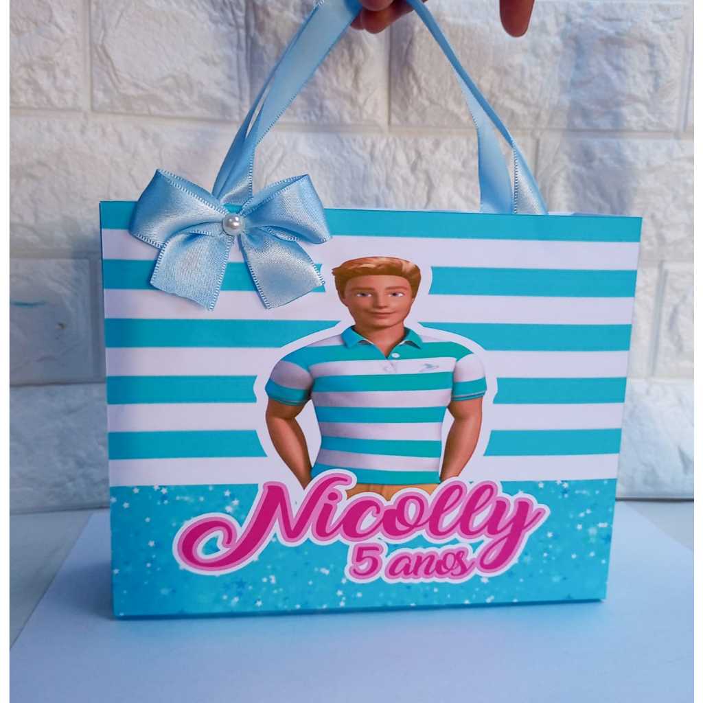 Sacolinha Personalizada do Ken e da Barbi   lembrancinhas personalizadas para festa caixinhas